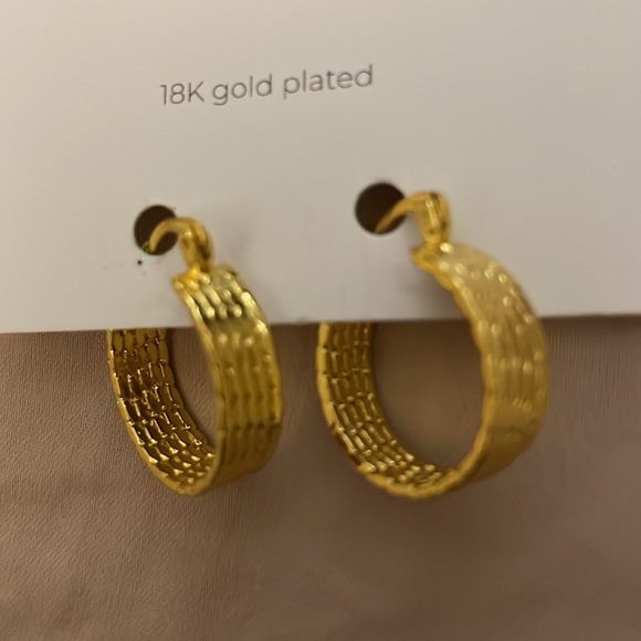 NEW Katherine Karambelas 18 k gold plated hoop pierced earrings. - Picture 4 of 5